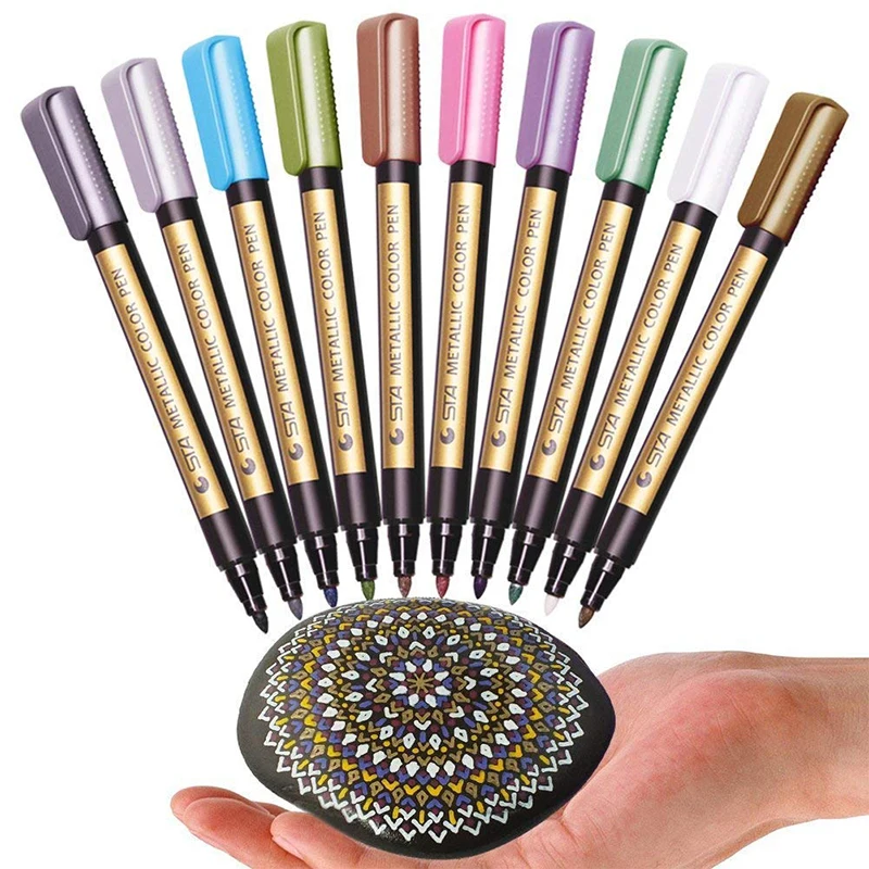 Metallic Calligraphy Brush Art Marker Pens Painting Pen Glass Mug