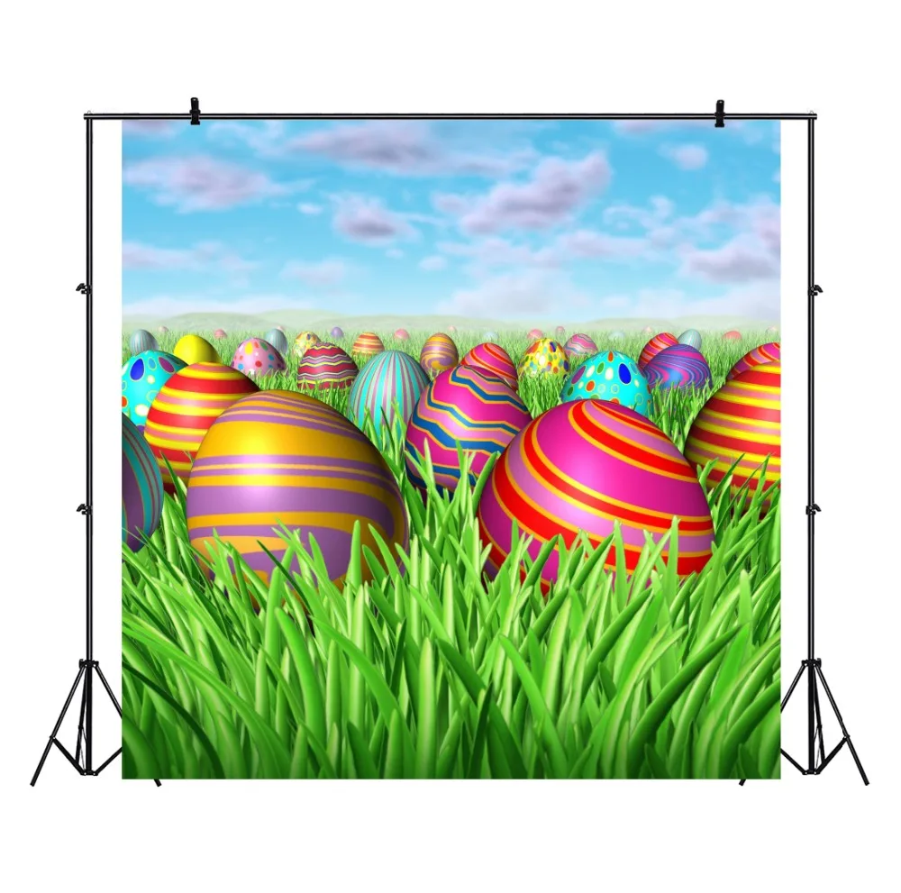 Laeacco Field Colorful Egg Easter Baby Newborn Scene Photography Backgrounds Customized Photographic Backdrops For Photo Studio