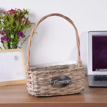 

Hand-woven Woven Wicker Basket Flowerpot Flower Baskets Green Plant Flower Pots Home Garden Decoration