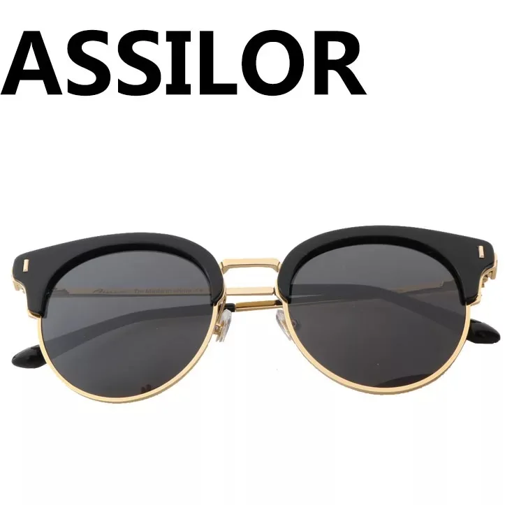 BLACK Assilor HD поляризованные дизайн с принтом на очки храм UV400 ультрафиолетового Для женщин солнцезащитные очки - Цвет оправы: BLACK