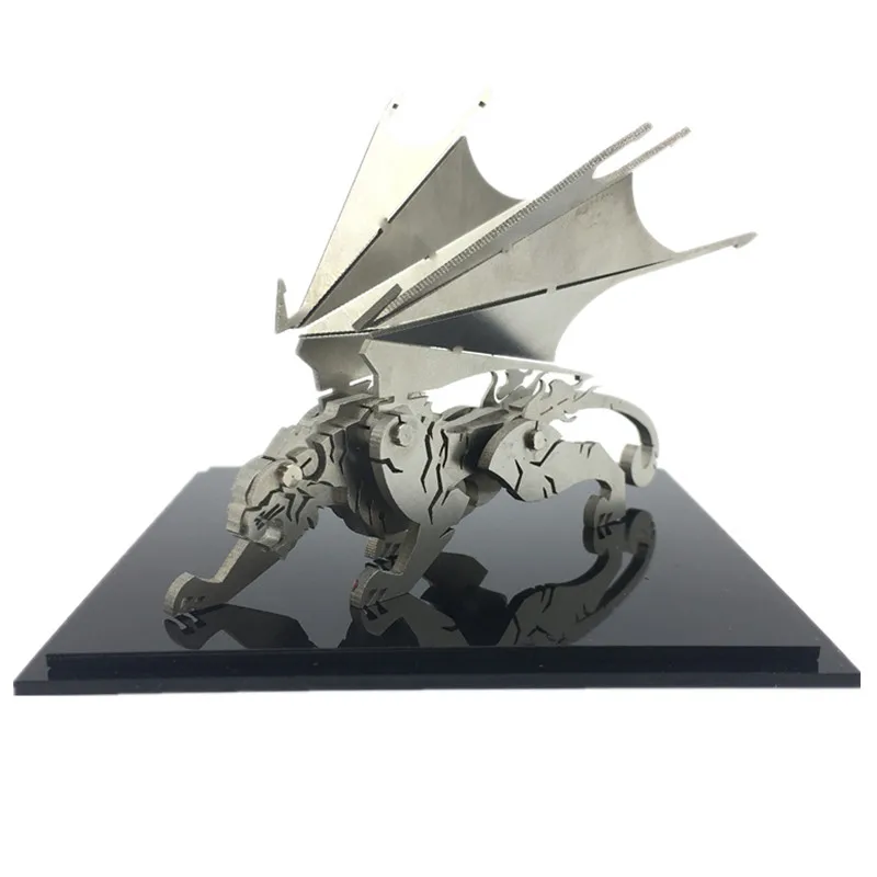 3D металлическая модель Китайский Зодиак динозавры Западный Огненный Дракон DIY сборочные модели игрушки Коллекция рабочего стола для взрослых детей