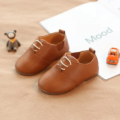 Джоглейн мальчик кожаная обувь Горячая Новая детская принцесса британский стиль кожаная обувь для малышей модные туфли размер 21-30 - Цвет: Brown
