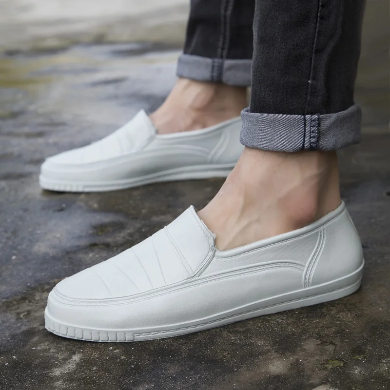 

GOODRSSON Unisex Men Women Casual Shoes Waterproof Solid loafer Flat Non-Slip Soft PU Shoes Slip-On Walk Drive Moccasin Footwear