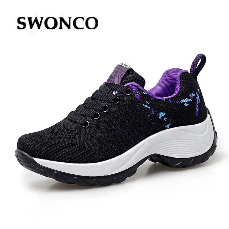 

SWONCO Wedge Shoes Swing Lose Weight Woman Autumn Sneakers Platform 2019 Slimming Casual Shoes Wedge Female Chunky Sneakers 41
