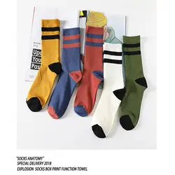 Европа и Америка осень-зима полосатый пара носки скейтбордиста Harajuku Стиль Для мужчин и женские спортивные носки