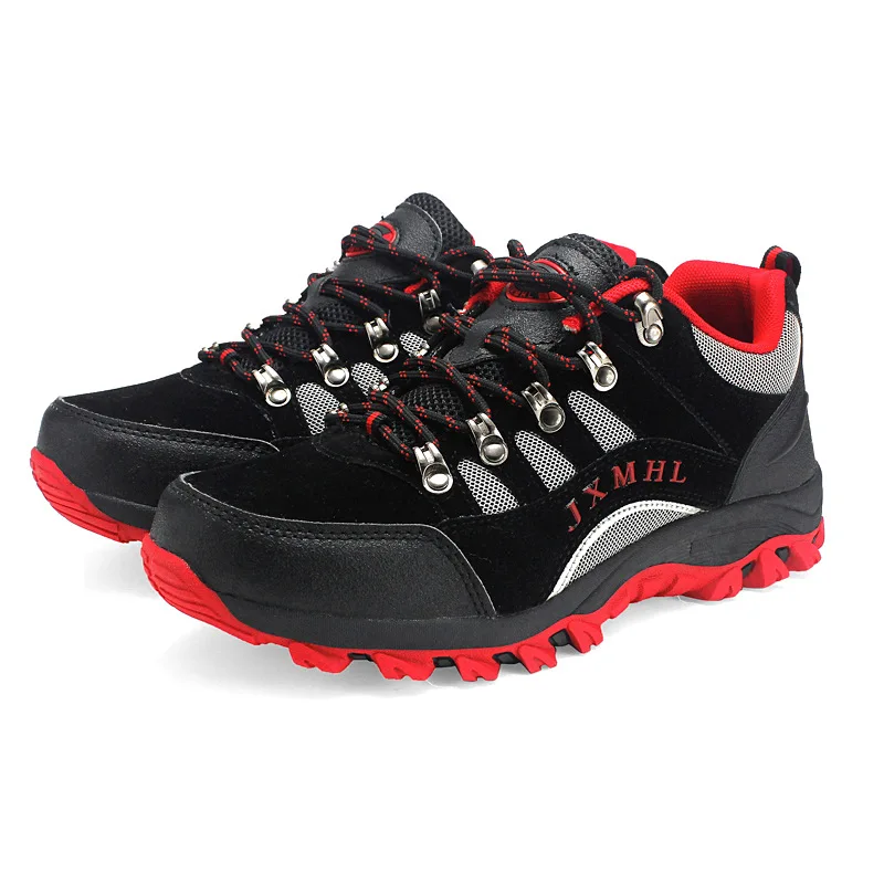 Joomra мужские треккинговые ботинки ветрозащитные водонепроницаемые треккинговые кожаные ботинки обувь для альпинизма и рыбалки новая популярная дышащая Уличная обувь - Цвет: REDBLACK