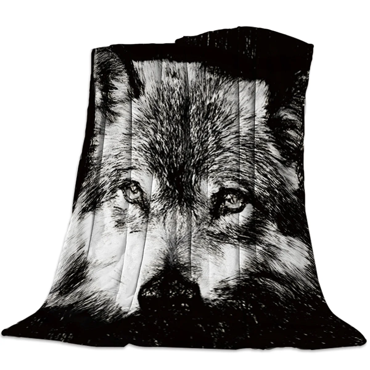 

Animal Pattern Black And White Forest Wolf Pattern Throw Blanket Soft Warm Microfiber Blanket