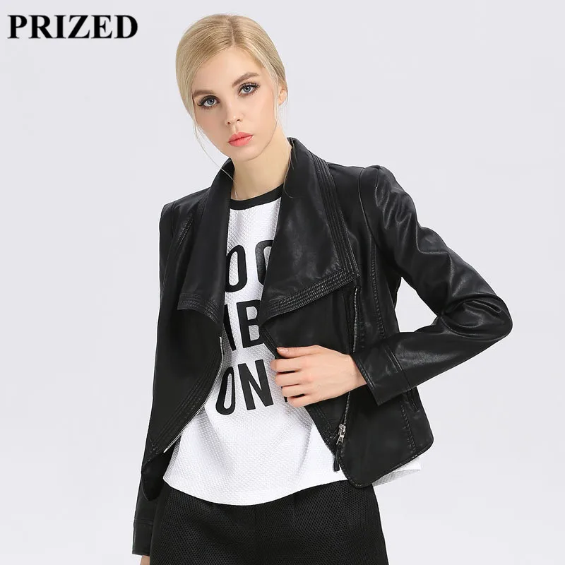 2016 Autumn and Winter New Fashion Women's Short Jacket PU Leather Slim