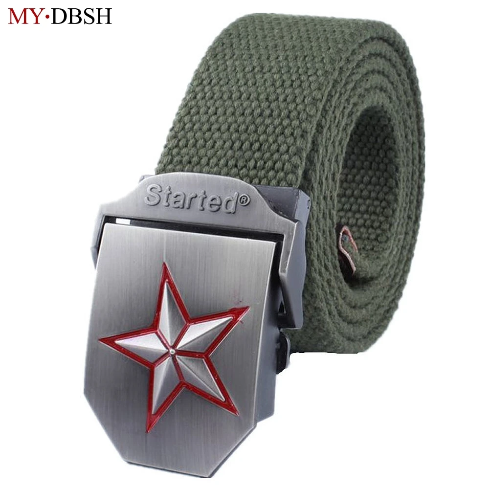Hot Sale 3D Print Red Star Buckle Military Belt Fashion Canvas Tactical