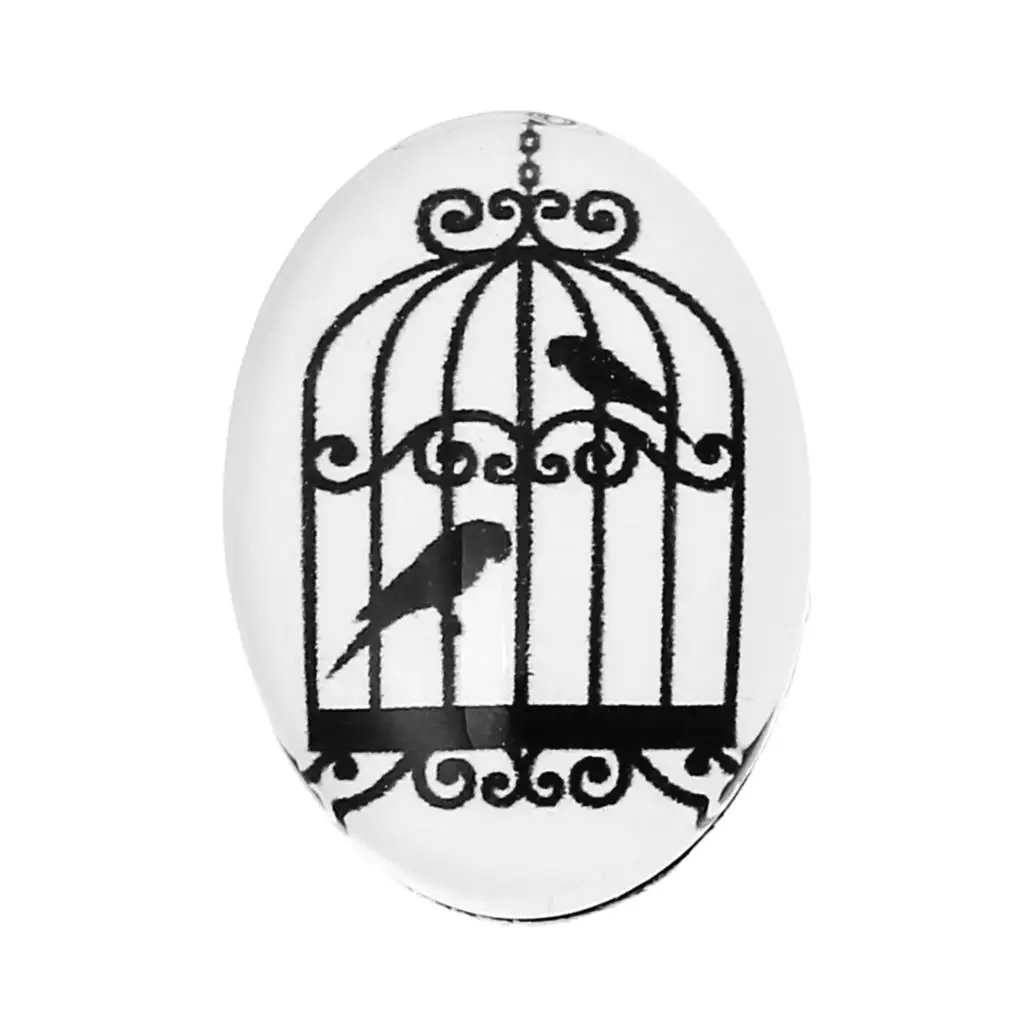 

DoreenBeads Glass Dome Seals Cabochons Embellishments Findings Oval Flatback White Birdcage Pattern 18mm x 13mm ,2 Pieces