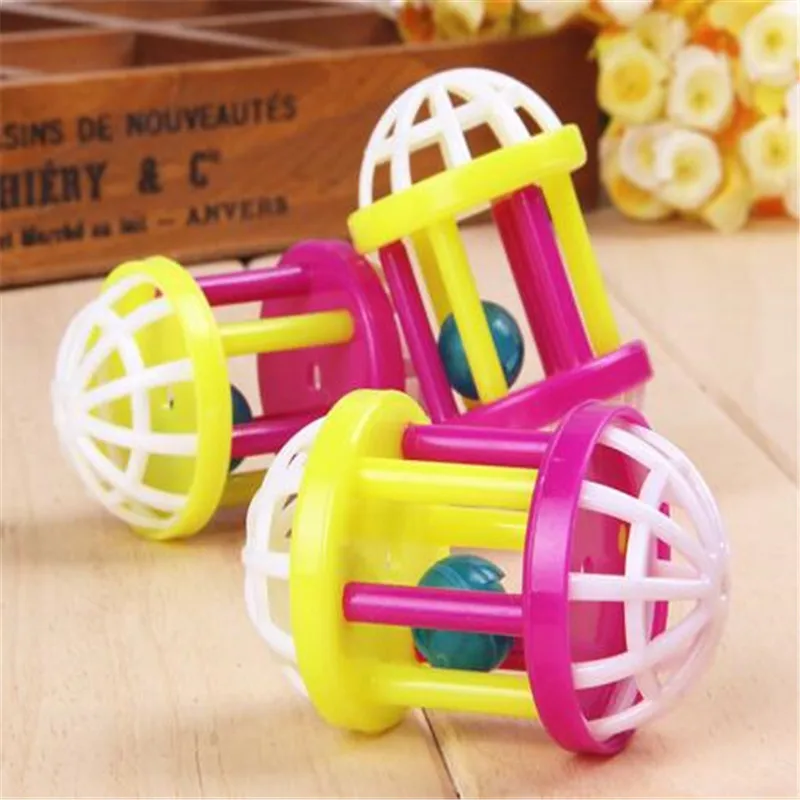 Pet cat Natural Chew Toys Pine Dumbells Unicycle Bell Roller Chew Toy