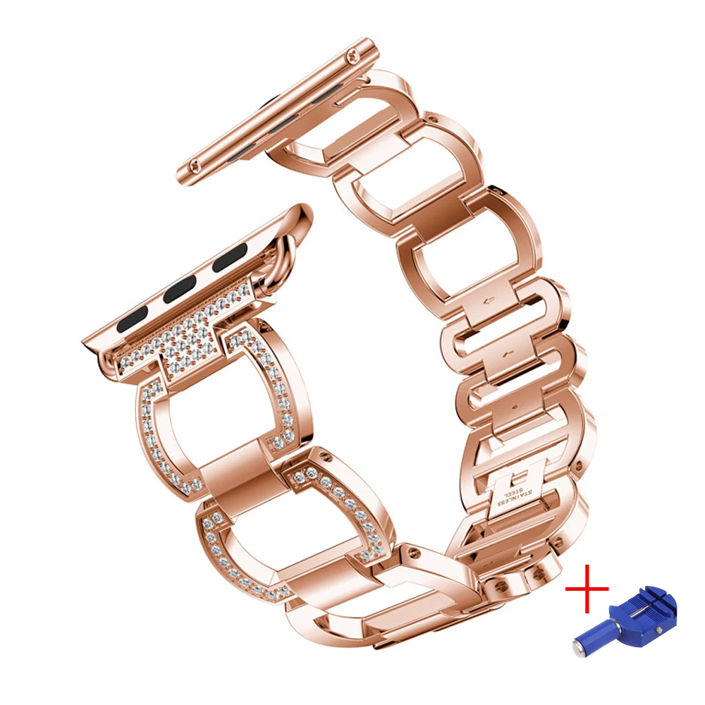 

CRESTED link bracelet For Apple Watch Band/Strap 42mm/38mm Smart Watch Diamond Metal watchBand for iWatch Series 3 2 1 belt