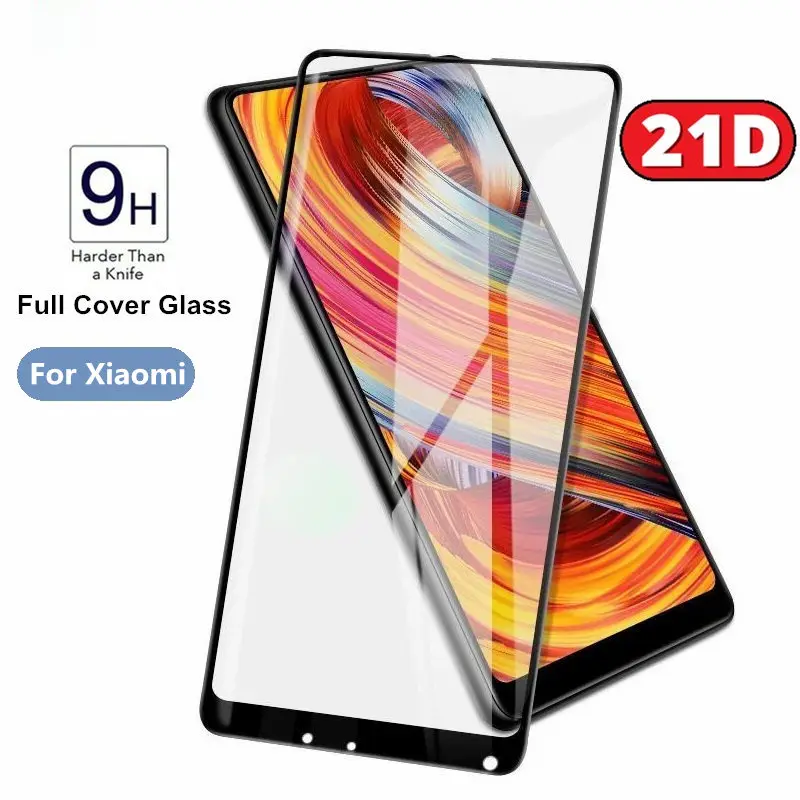 

2019 21D Tempered Glass For Xiaomi 9 SE 8 Pro 6 mi 8 lite Mix 2 3 Pocophone F1 mi 5X A1 6X A2 lite Full Cover Screen Protector