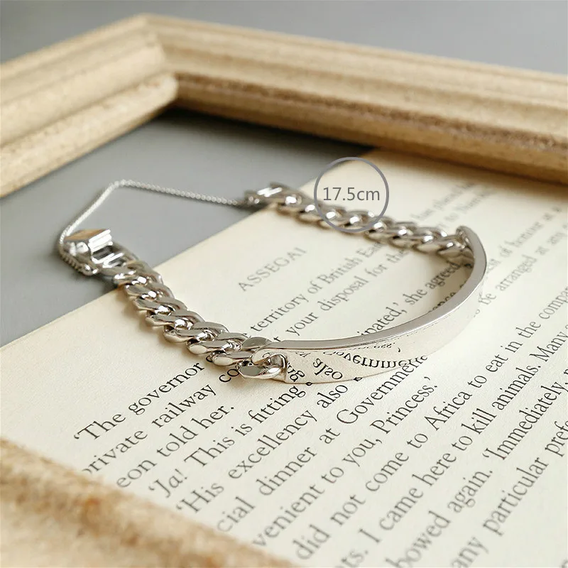 Flyleaf 925 браслеты из стерлингового серебра для женщин изогнутая узкая цепочка индивидуальность Простые Модные Изящные ювелирные Браслеты и браслеты