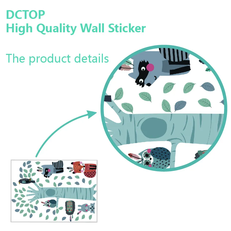 Nursery Cartoon Tree Raccoon Fox Rabbit Owl Wall Stickers Animal Vinyls Decals for kids baby Room Living Room Home Decor Mural (2)