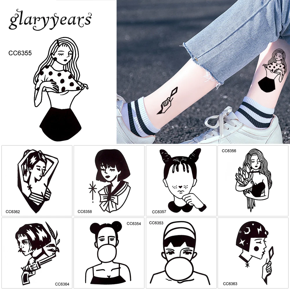 6*6 см glaryyears 5 шт./лот искусственная черная Сексуальная Татуировка для тела CC