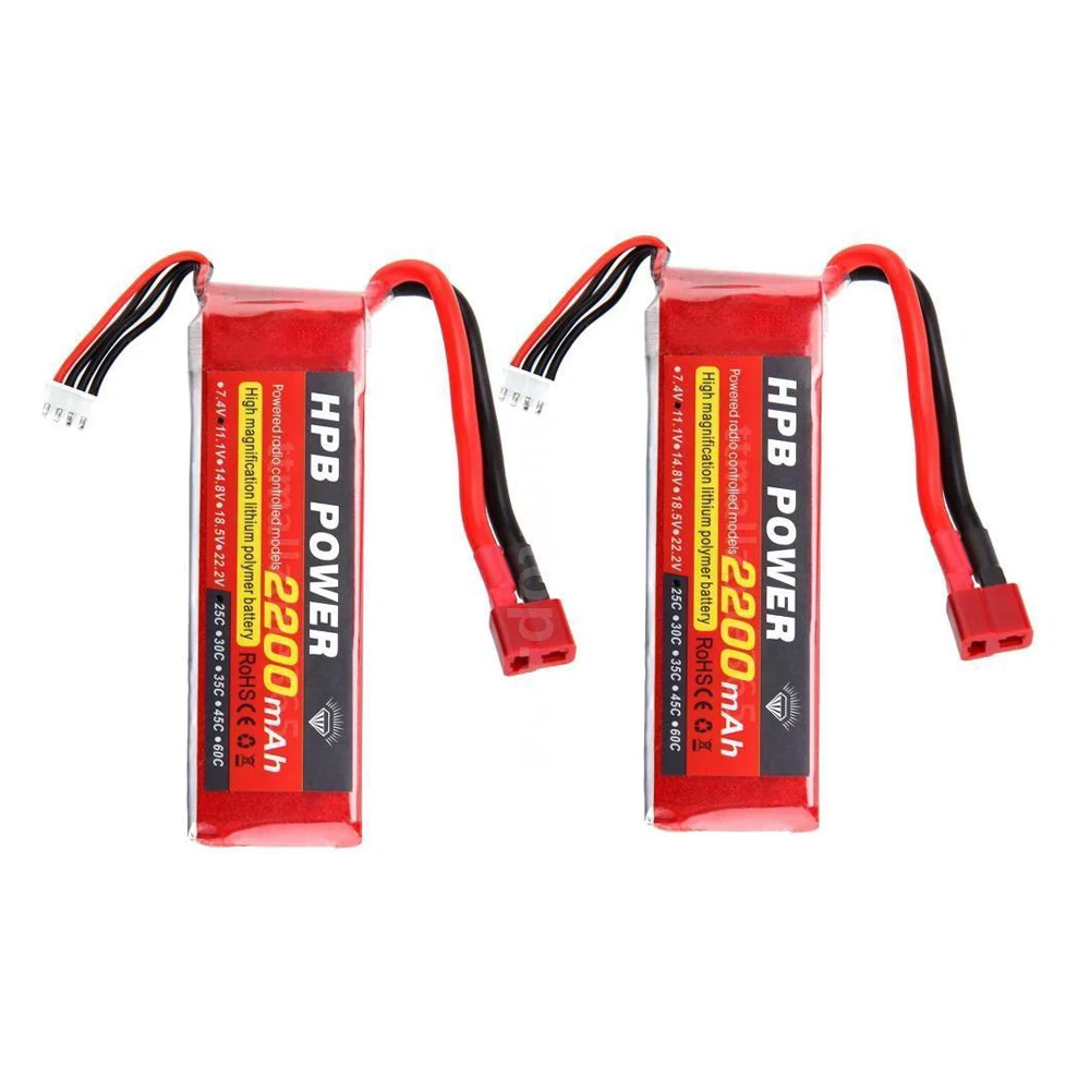 

HPB 2x 11.1V 2200mAh 25C MAX 35C 3S T Lipo battery for RC car airplane