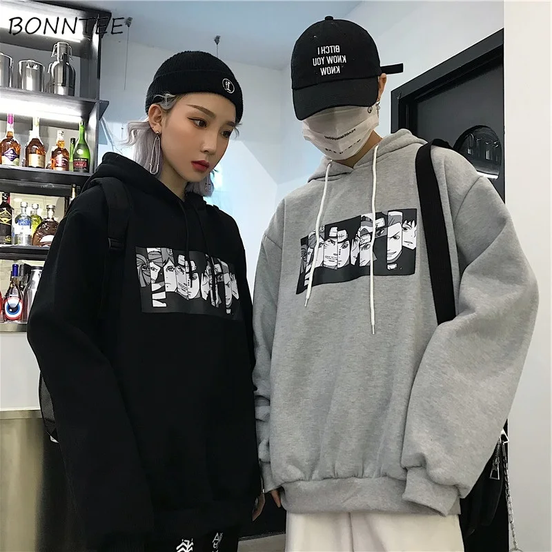 

Hoodies Men Printed Winter Korean Style All-match Simple Chic Loose High Quality Leisure Cartoon Soft Warm Long Sleeve Clothing
