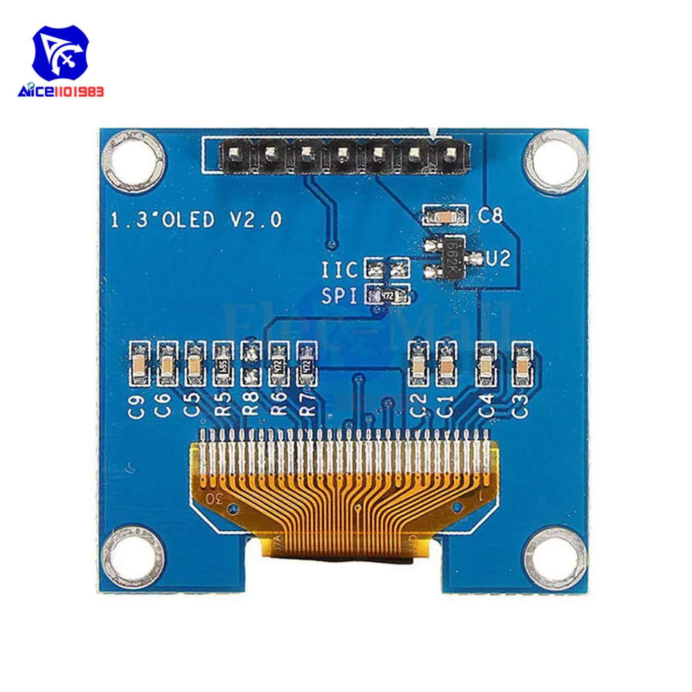 1.3 Inch OLED Display Module - 128x64 White SH1106 I2C Interface For Arduino & ESP32