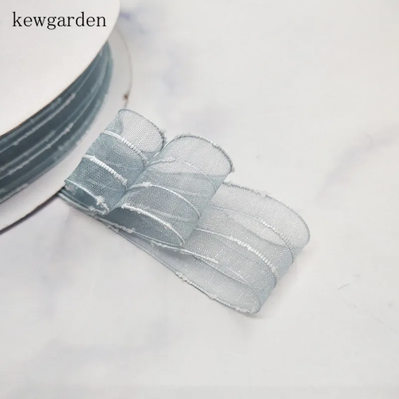 Kewgarden оптовая продажа белая лента из органзы с полосками 1 дюйм 25 мм искусственная