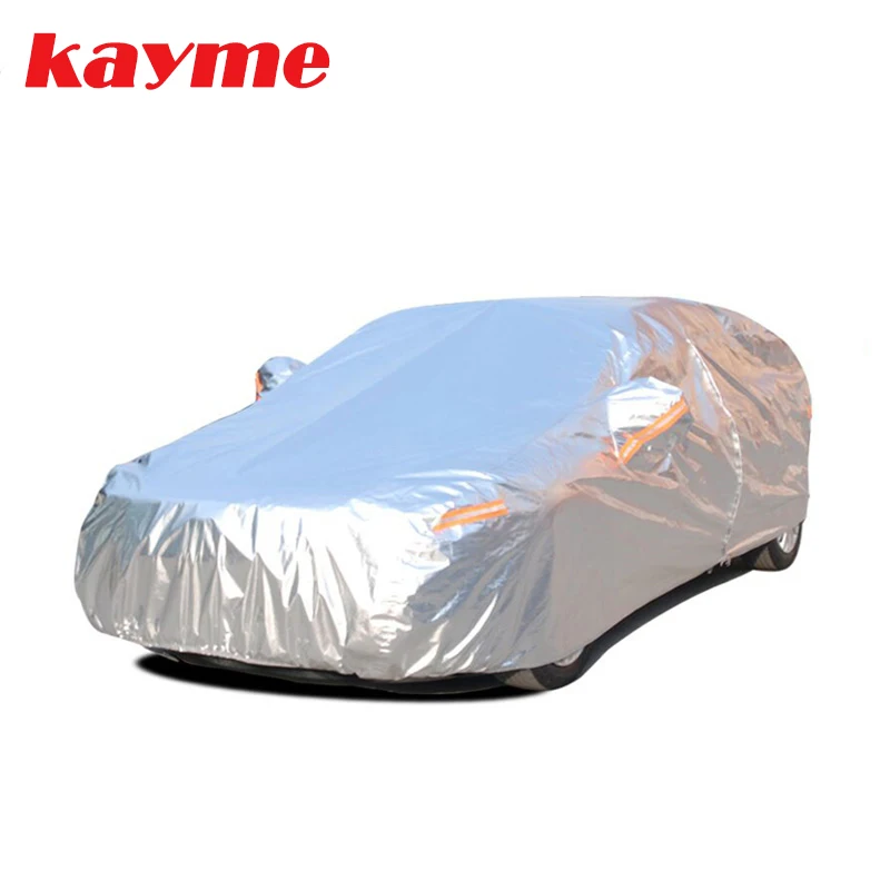 SEAZEN 6 Layers Car Cover Waterproof Breathable, Outdoor Car Covers  Automobiles with Zipper Door， For Rain Dust Sun UV All Weather Waterproof