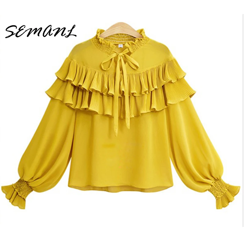 

2018 Spring New European Style Plus Size 5XL Women Blouse Elegant Chiffon Petal Sleeve Female Shirts Ruffles Fashion Brand Tops