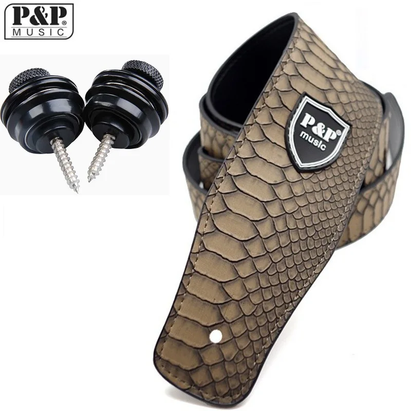 P&P Electric Acoustic Guitar Bass Leather Straps with 2pcs Strap Locks
