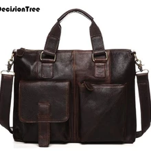 Деловой портфель из натуральной кожи Crazy Horse, сумка на молнии, винтажная мужская сумка через плечо, Ретро стиль, большая вместительность, ручная сумка L61