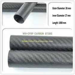 30 мм ODx 27 мм ID углеродное волокно трубка 3 к 1000 мм длинная (рулон обернутый) углеродная труба, с 100% полный углерод, Япония 3 к улучшить материал