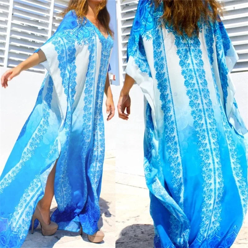 Plus size Cotton Beach Maxi Dress Cover up Bathing suit Cover ups Salida de Playa Kaftan Beach Swimwear Cover up Playeros