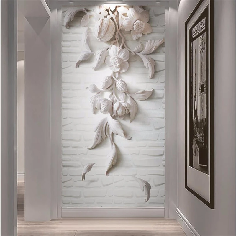 

wall paper 3d flooring art mural HD white flowers Home Decor Modern wallpaper for walls 3 d For Living Room papel parede