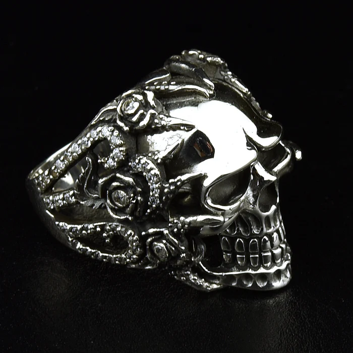 

Thailand jewelry Men's Retro 925 Silver rings Funeral Skull Ring