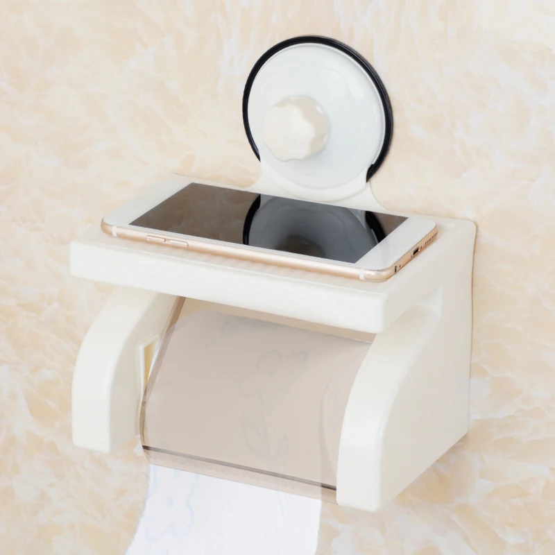 

Toilet Roll Paper Holder Shelf Bathroom Paper Phone Holder Rack Wall Mounted Plastic Tissue Box Storage Shelf Bathroom Supplies
