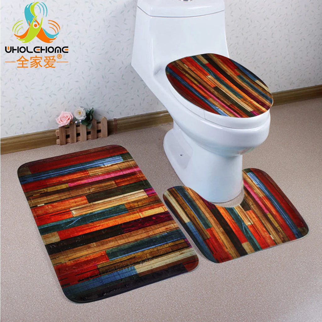 Square U Shape Toilet Cover Bathroom Mat Doormat Coral Flannel Fleece