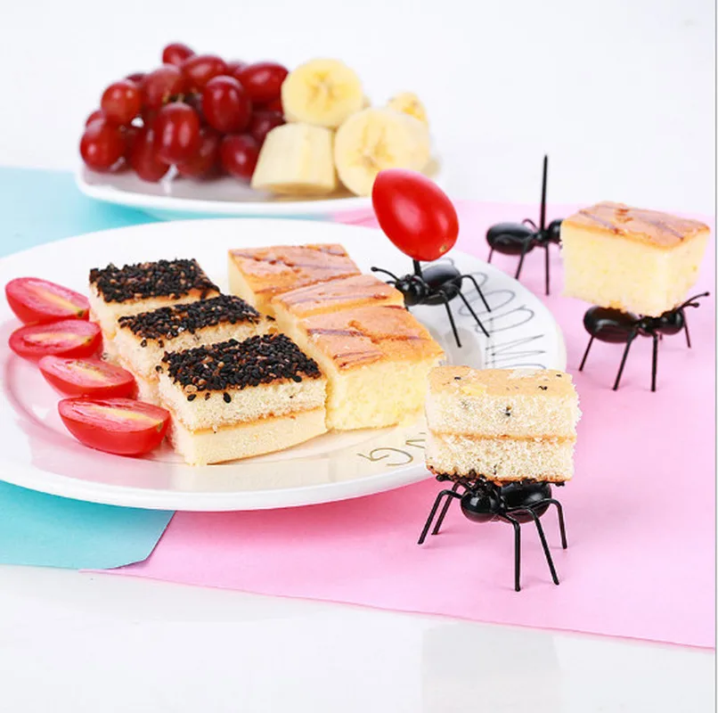 

Hot sale 12pcs/set Fruit Fork Reusable Kawaii Ant Fruit Fork Tableware Multiple Use Snack Cake Dessert Forks For Party