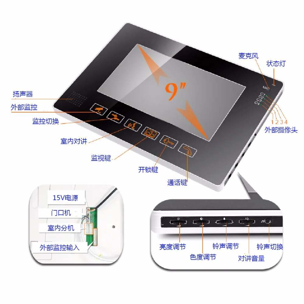Видеодомофон Yobang с ЖК экраном 9 дюймов видеодомофон системой RFID разблокированная