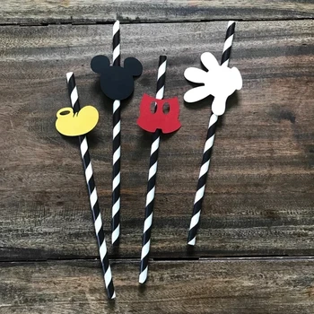 

customize mouse boys birthday Stripe Paper Straws baby shower bapstism Christening tea party straw