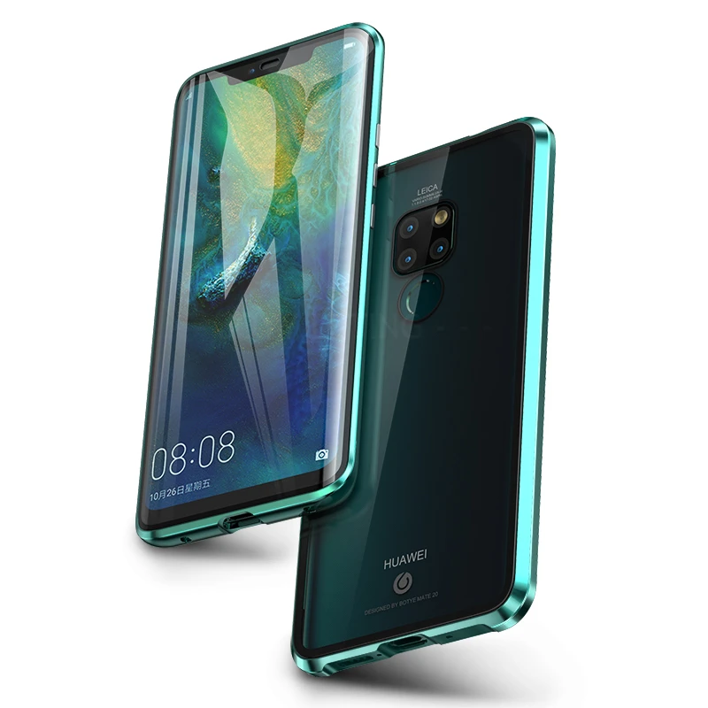 360 полный защитный Магнитный чехол для huawei mate 20 Pro 20X противоударный чехол металлический передний+ задний двойной стеклянный чехол