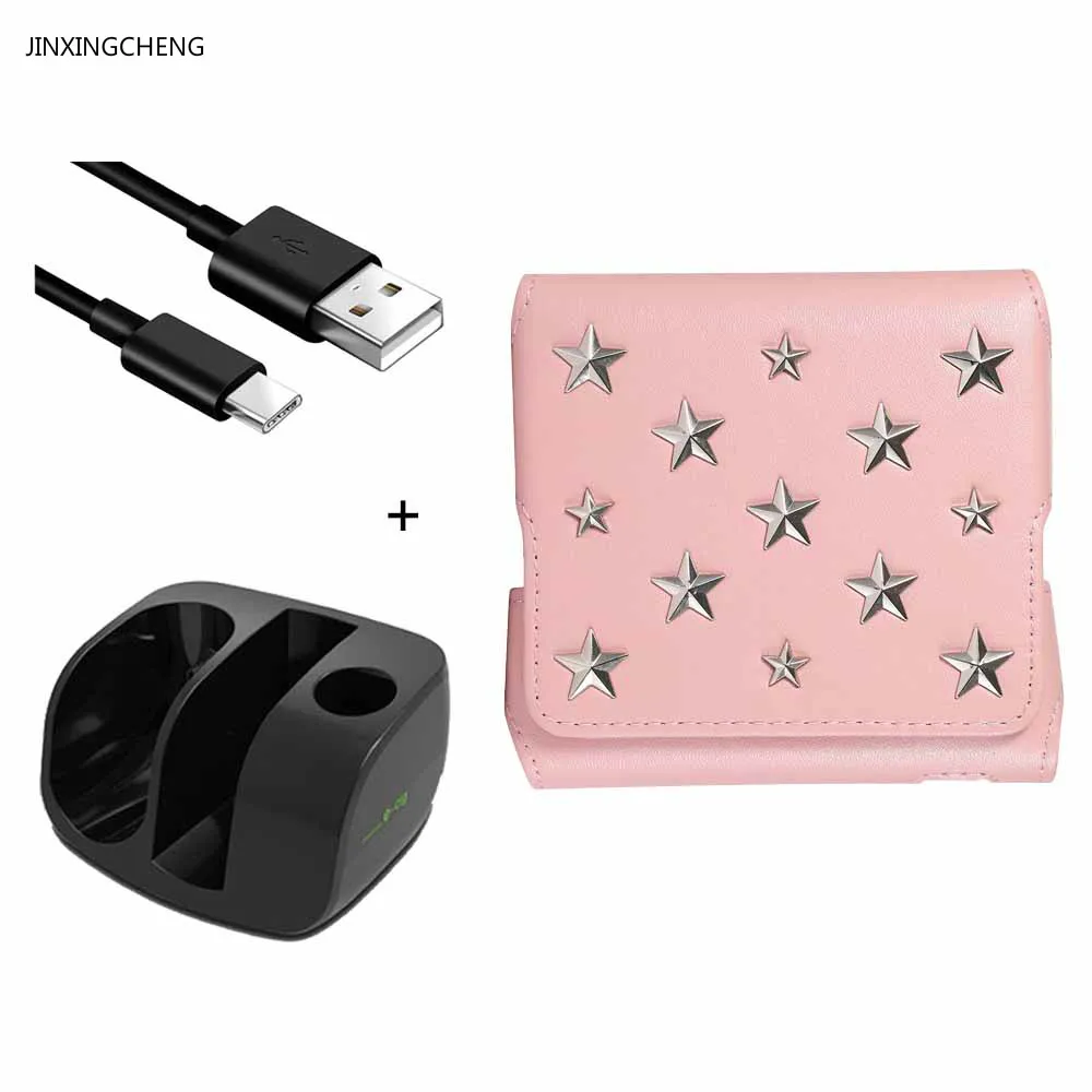 

JINXINGCHENG Charger and Case for Iqos 3.0 Flip Wallet Leather Case Bag for Iqos3 Cover Magnet Pouch Star Style