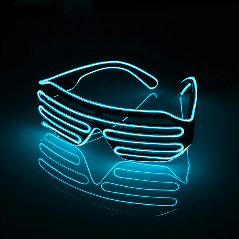 Flaring очки бар вечерние флуоресцентный танцевальный DJ яркие очки EL Wire модный неоновый светодиодный светильник светящийся рейв атмосфера активный реквизит - Цвет: Blue
