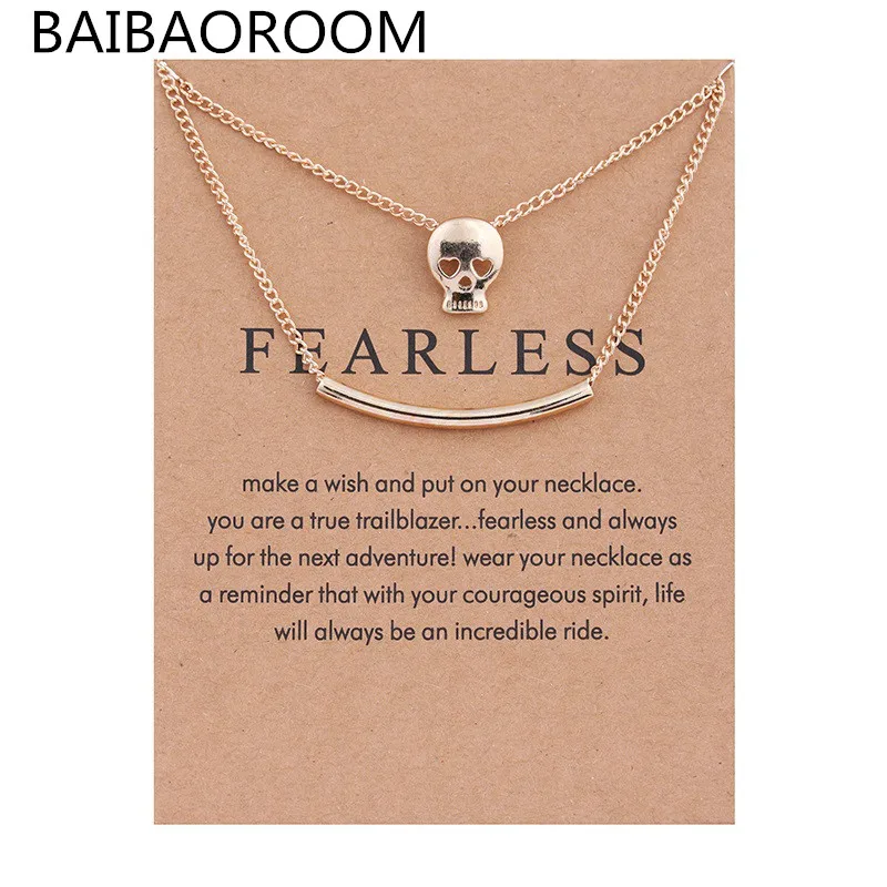 Golden Plated Fearless Skull Blance Billet Alloy Clavicle Bones Pendant