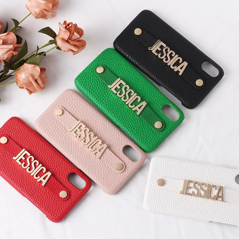 Personalised Leather iPhone Case With  Holding Strap