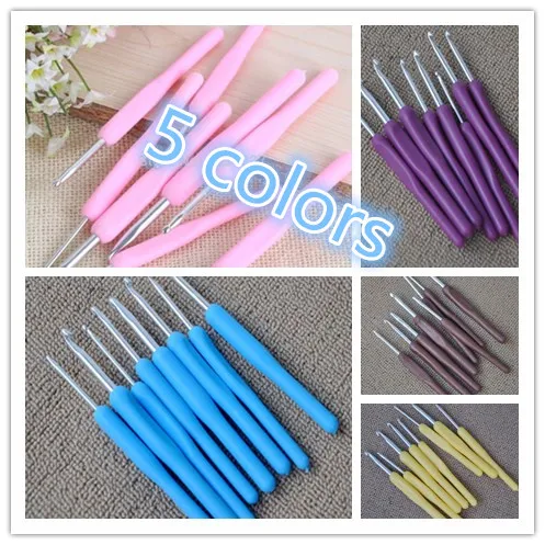 

8 Size/Set Colorful TPR Soft ABS &metal Crochet Hooks Aluminum Crochet Hook Knitting Needles set Weave Craft