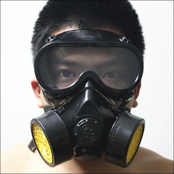 Goede Nieuw Industriële Gas Chemische Anti Dust Paint Ademhalingsapparaatmasker Goggles Set
