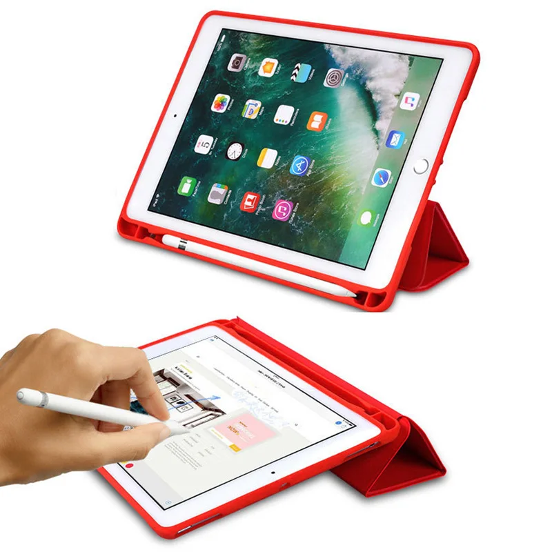 Для ipad чехол с Apple Pencil Holder из искусственной кожи Силиконовый мягкий чехол умный чехол для Apple ipad Air 1 Air 2 Pro 9,7