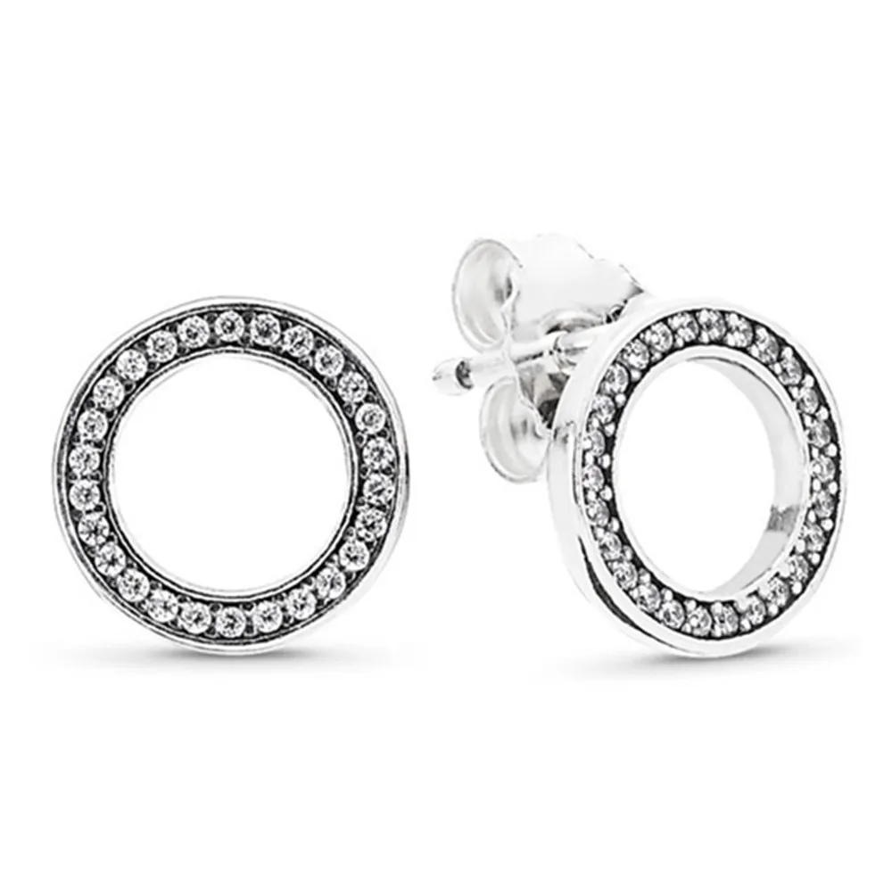 Couqcy Горячая Мода 925 пробы серебро повезло навсегда круговые серьги со шпилькой, для Для женщин Аутентичные,, ювелирное изделие, подарок