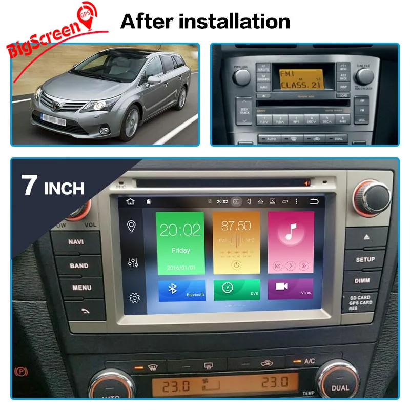 Top Android 9.0 4+64G Car DVD Stereo Multimedia Headunit For Toyota T27 Avensis 2009-2014 Auto PC Radio GPS Navigation Video Audio 3