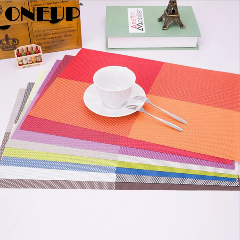 

Oneup 4 Square Solid Color PVC Placemat Table Protector Kitchen Dinning Waterproof Table Pad Coffee Tea Place Mat Decoration