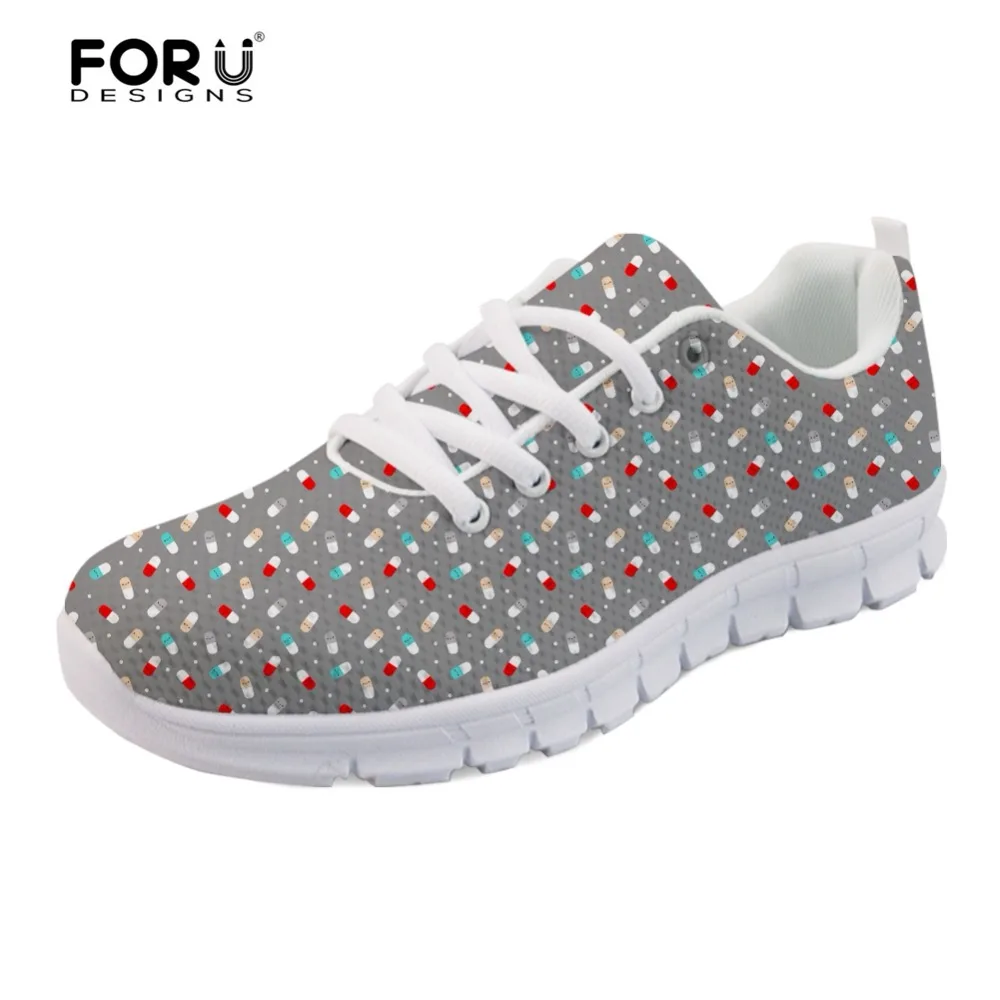 

FORUDESIGNS Cartoon Pills Fashion Brand Designer Women's Sneakers Spring Summer Women Flats Shoes Breathable Mesh Shoes Woman