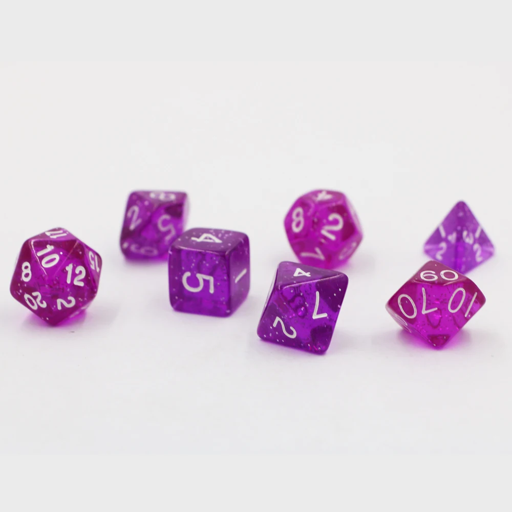 

Dungeons & Dragons 7pcs/set Creative RPG Game Dic D&D Colorful Multicolor Dice DND Transparent Sequins Purple Color
